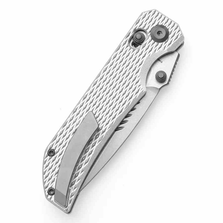 Couteau Tenable Eaglestrike Silver Lame Acier Nitro-V Manche Aluminum Cross Bar Lock T1095V4 - Livraison Gratuite