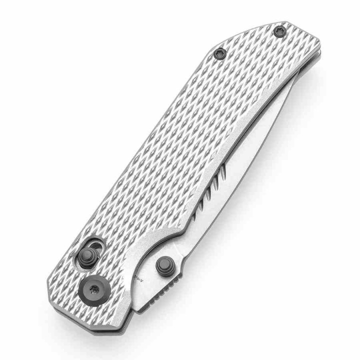 Couteau Tenable Eaglestrike Silver Lame Acier Nitro-V Manche Aluminum Cross Bar Lock T1095V4 - Livraison Gratuite