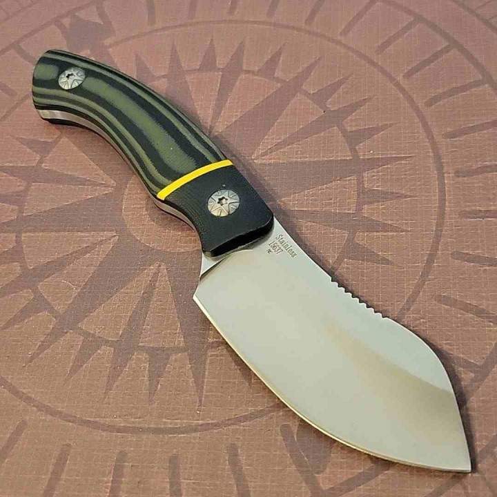 R15637 Couteau Remington Caping Hunter Lame Acier D2 Manche G10 Etui Cuir - Livraison Gratuite