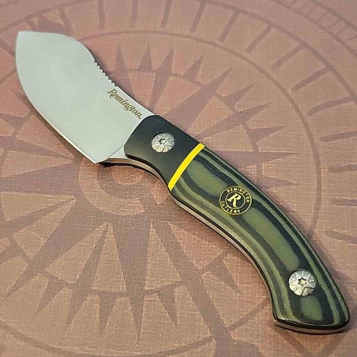 R15637 Couteau Remington Caping Hunter Lame Acier D2 Manche G10 Etui Cuir - Livraison Gratuite