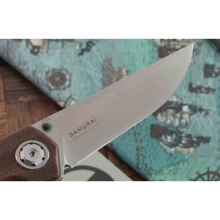 Couteau Maxace Knives Samurai 2.0 Lame Acier Bohler K110 Manche Brown G10 Liner Lock MAXMSM203 - Livraison Gratuite