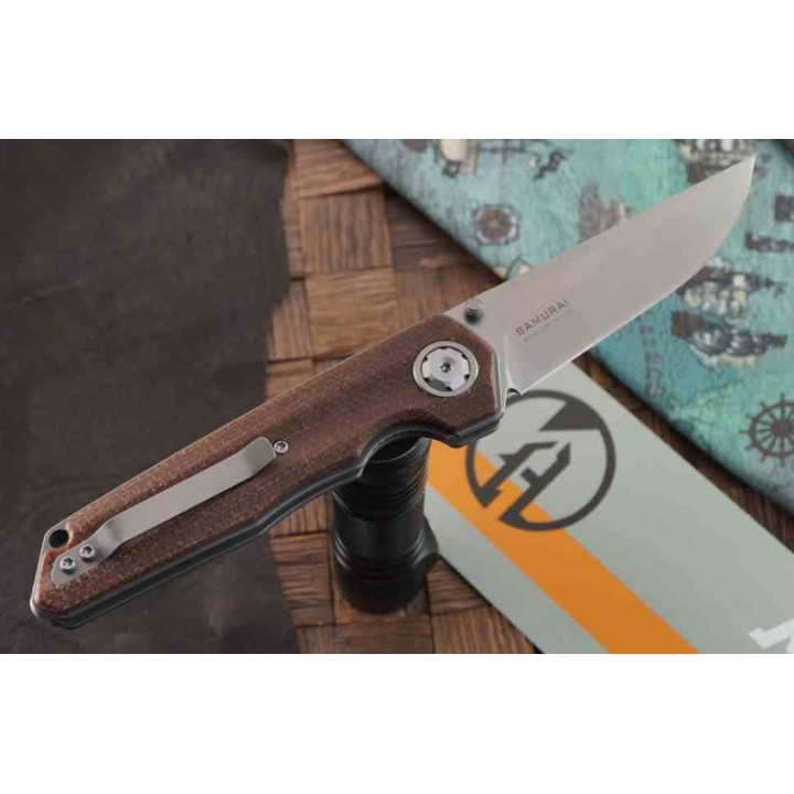 Couteau Maxace Knives Samurai 2.0 Lame Acier Bohler K110 Manche Brown G10 Liner Lock MAXMSM203 - Livraison Gratuite