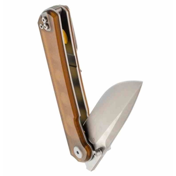 Couteau Maxace Peregrine S Lame Acier 10Cr15CoMoV Manche PEI Jaune Liner Lock MAXMM302C - Livraison Gratuite