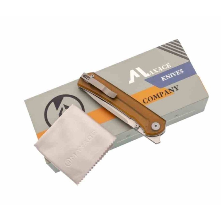 Couteau Maxace Peregrine S Lame Acier 10Cr15CoMoV Manche PEI Jaune Liner Lock MAXMM302C - Livraison Gratuite