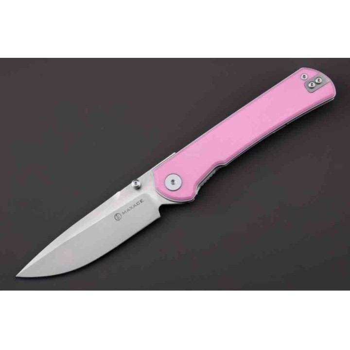 Couteau Maxace Peregrine S Pink Lame Acier 10Cr15CoMoV Manche G-10 Liner Lock Clip MAXMM302B - Livraison Gratuite