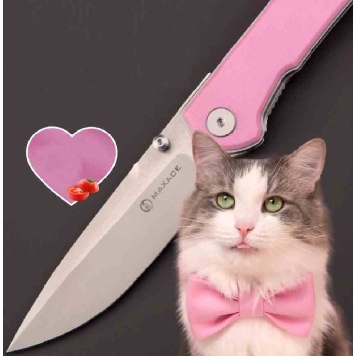 Couteau Maxace Peregrine S Pink Lame Acier 10Cr15CoMoV Manche G-10 Liner Lock Clip MAXMM302B - Livraison Gratuite
