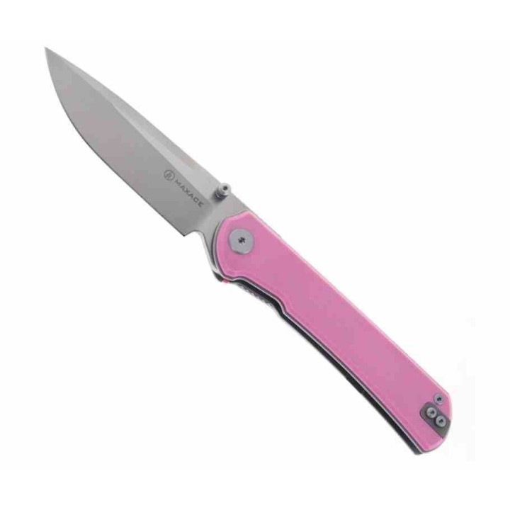 Couteau Maxace Peregrine S Pink Lame Acier 10Cr15CoMoV Manche G-10 Liner Lock Clip MAXMM302B - Livraison Gratuite