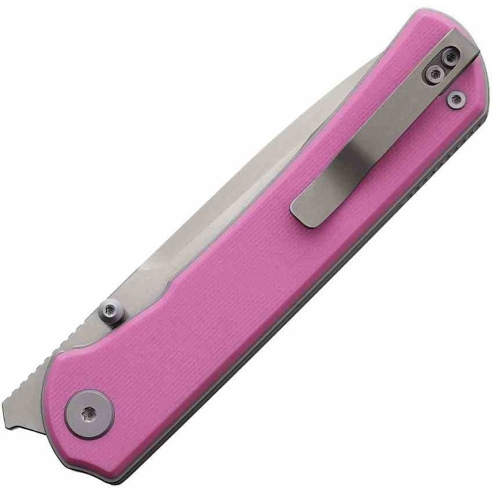 Couteau Maxace Peregrine S Pink Lame Acier 10Cr15CoMoV Manche G-10 Liner Lock Clip MAXMM302B - Livraison Gratuite