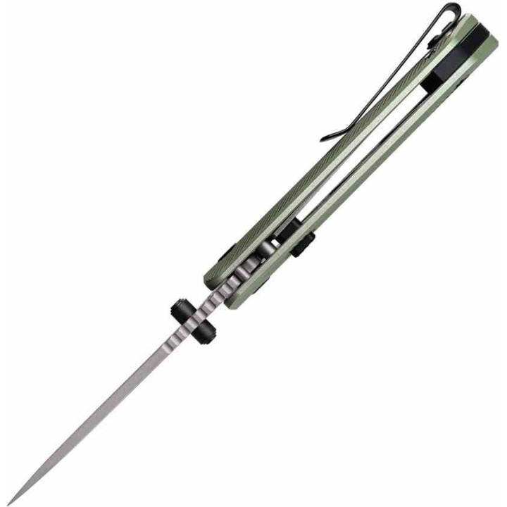 Couteau Vosteed Marten Green Lame Point Acier 154CM Manche Alum Vert Top Liner Lock VOSA1602 - Livraison Gratuite