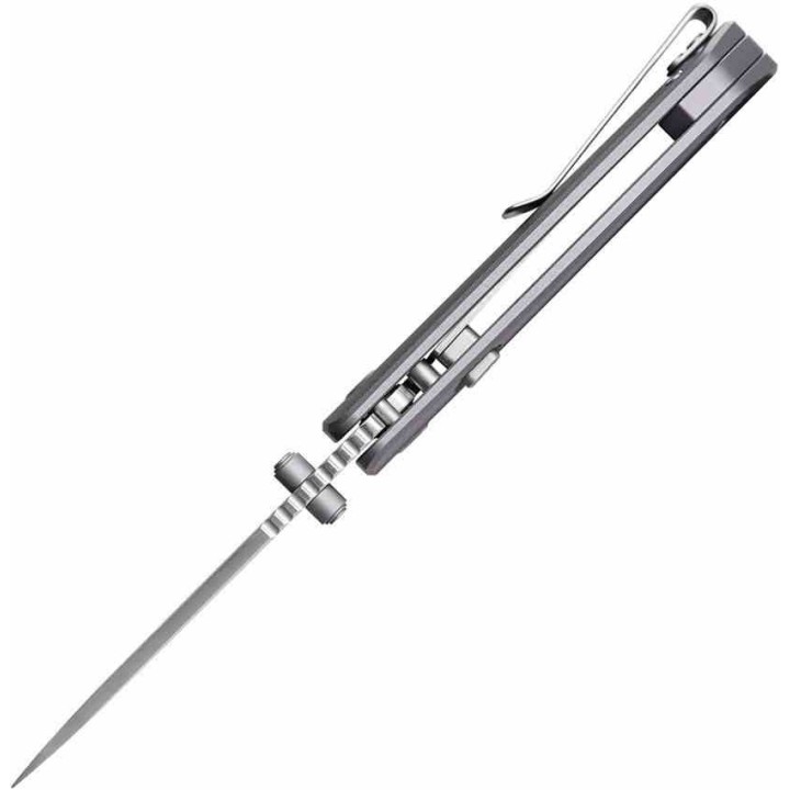 Couteau Vosteed Marten Gray Lame Point Acier 154CM Manche Alum Gray Top Liner Lock VOSA1601 - Livraison Gratuite 