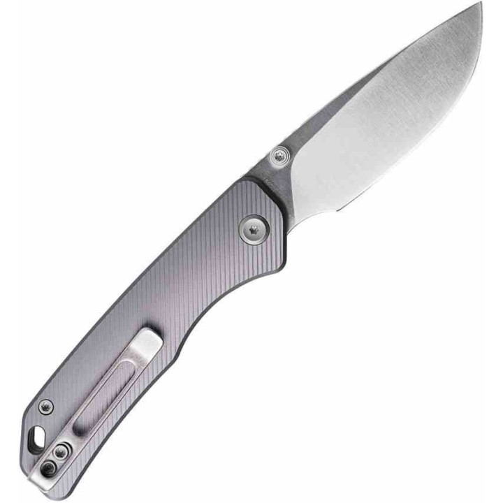 Couteau Vosteed Marten Gray Lame Point Acier 154CM Manche Alum Gray Top Liner Lock VOSA1601 - Livraison Gratuite 