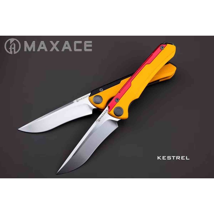 Couteau Maxace Kestrel Lame Acier CPM MagnaCut Manche Yellow G10/Black alu Frame Lock MAXMM281B - Livraison Gratuite