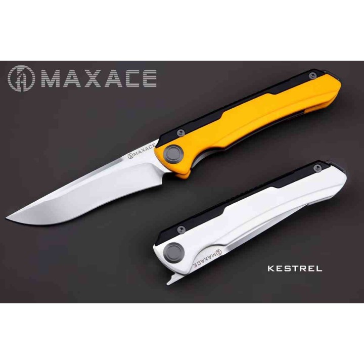 Couteau Maxace Kestrel Lame Acier CPM MagnaCut Manche Yellow G10/Black alu Frame Lock MAXMM281B - Livraison Gratuite