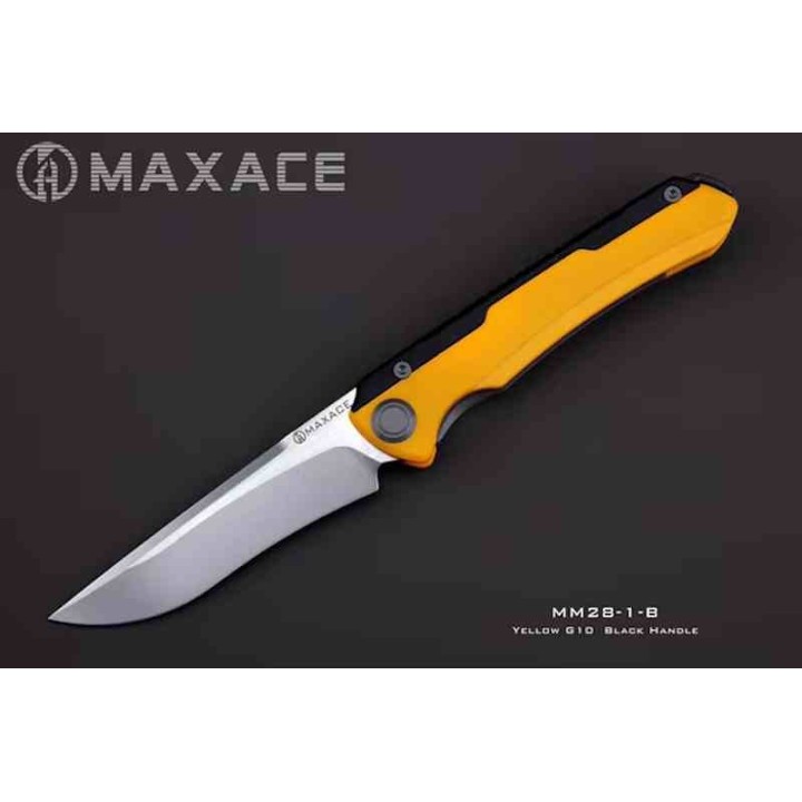 Couteau Maxace Kestrel Lame Acier CPM MagnaCut Manche Yellow G10/Black alu Frame Lock MAXMM281B - Livraison Gratuite