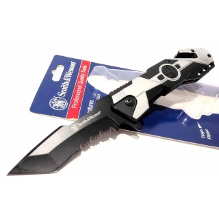Couteau Smith&Wesson SWP17 Lame Tanto Serr Acier Inox Manche Alu Coupe-Ceinture Brise-Vitres SWP1158708 - Livraison Gratuite