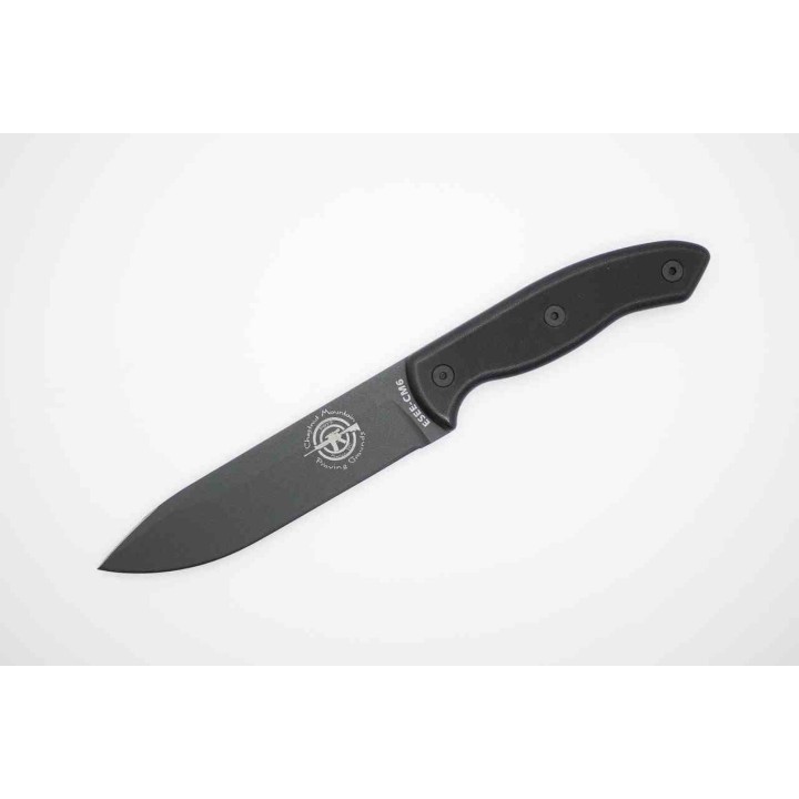 Couteau ESEE CM6 Combat Tactical Lame Gunsmoke Acier Carbone 1095 Manche G10 Étui Kydex Made USA ESCM6TGB - Livraison Gratuite
