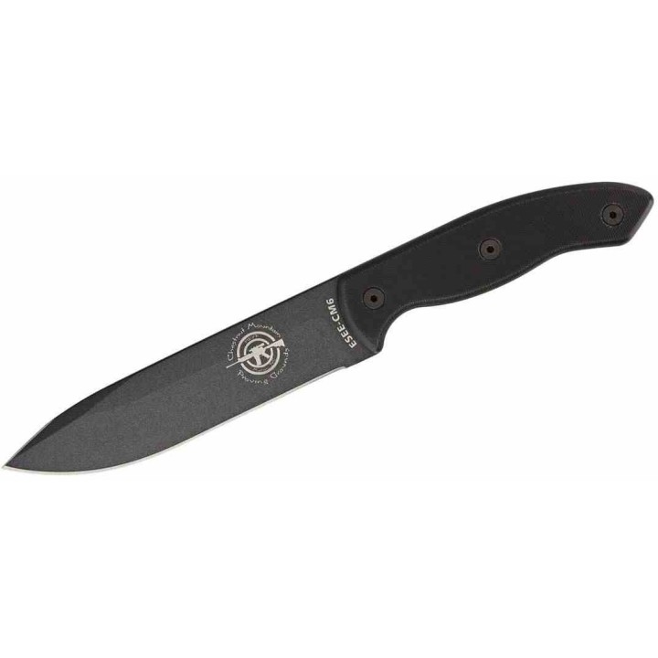 Couteau ESEE CM6 Combat Tactical Lame Gunsmoke Acier Carbone 1095 Manche G10 Étui Kydex Made USA ESCM6TGB - Livraison Gratuite