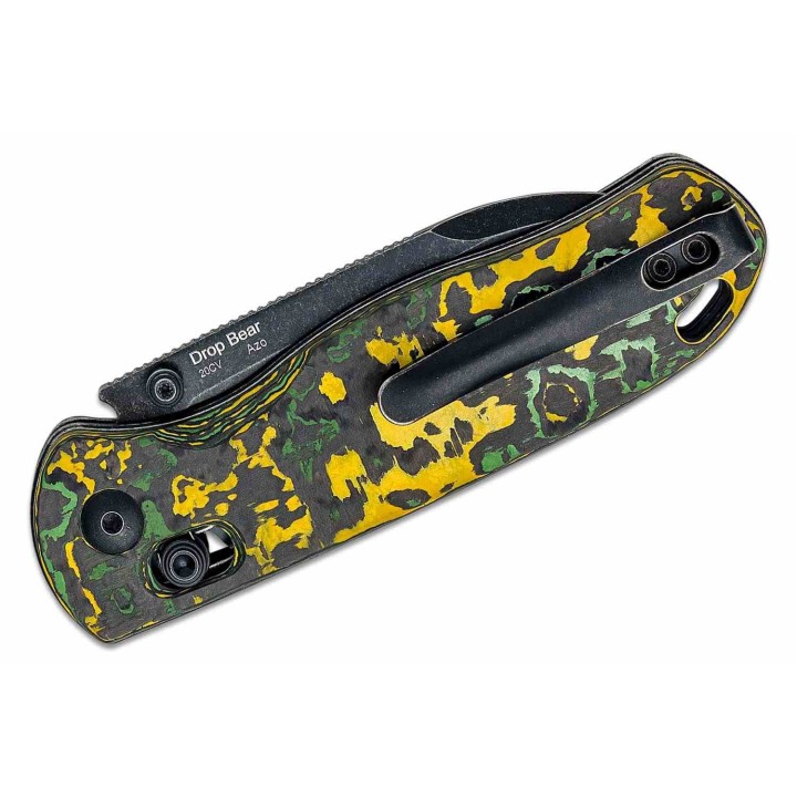 Couteau Kizer Drop Bear Clutch Lock Lame Acier CPM-20CV Manche FatCarbon Toxic Storm AXIS Clip KI3619A1 - Livraison Gratuite