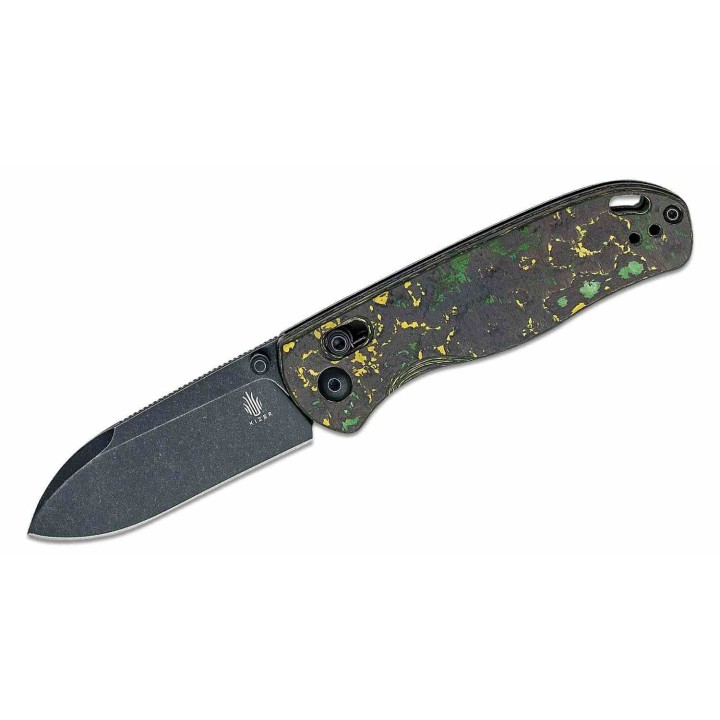 Couteau Kizer Drop Bear Clutch Lock Lame Acier CPM-20CV Manche FatCarbon Toxic Storm AXIS Clip KI3619A1 - Livraison Gratuite