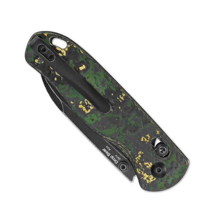 Couteau Kizer Drop Bear Clutch Lock Lame Acier CPM-20CV Manche FatCarbon Toxic Storm AXIS Clip KI3619A1 - Livraison Gratuite