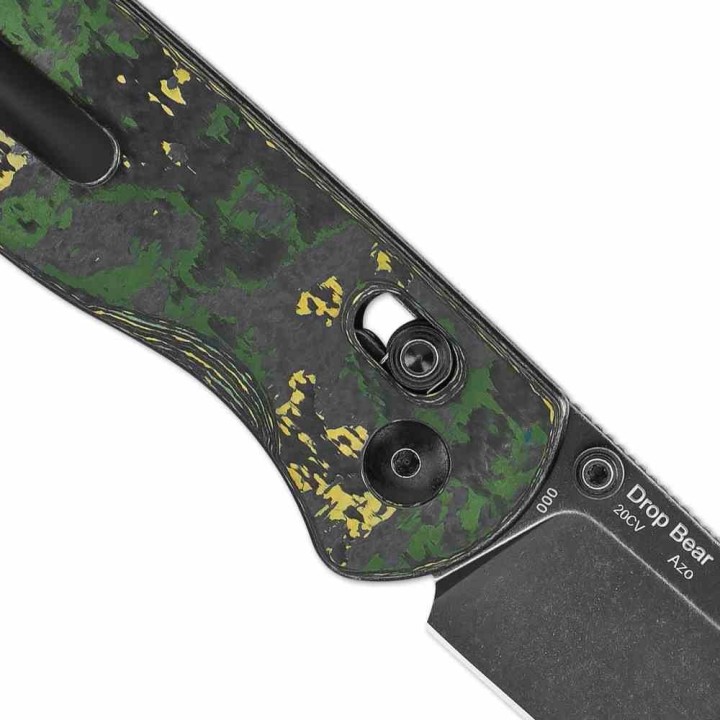 Couteau Kizer Drop Bear Clutch Lock Lame Acier CPM-20CV Manche FatCarbon Toxic Storm AXIS Clip KI3619A1 - Livraison Gratuite