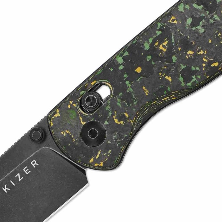 Couteau Kizer Drop Bear Clutch Lock Lame Acier CPM-20CV Manche FatCarbon Toxic Storm AXIS Clip KI3619A1 - Livraison Gratuite