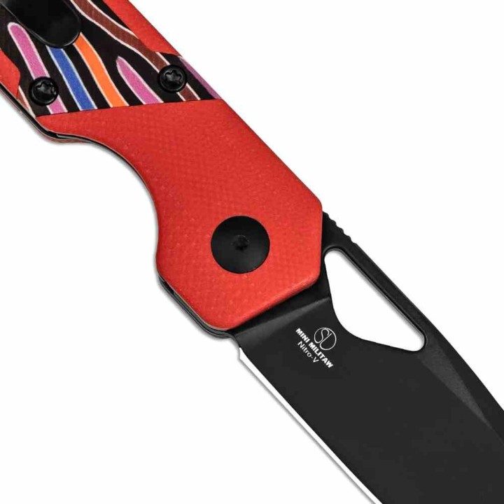Couteau Kizer Mini Militaw Red/Rainbow Lame Acier Nitro-V  Manche G10 Liner Lock Clip KIV3634SA2 - Livraison Gratuite