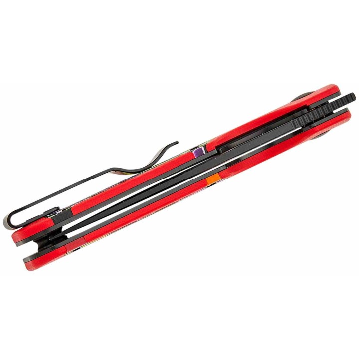 Couteau Kizer Mini Militaw Red/Rainbow Lame Acier Nitro-V  Manche G10 Liner Lock Clip KIV3634SA2 - Livraison Gratuite