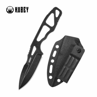 Couteau Kubey 7.62 TAG Lame Spear Point Acier AUS-10 Blk Manche Acier Étui Kydex KUB282B - Livraison Gratuite
