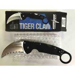 Couteau Karambit Cold Steel Tiger Claw Acier CTS-XHP Serrated Manche G-10 Tri-Ad lock CS22KFS - Livraison Gratuite