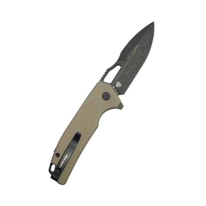 Couteau Kubey RDF Spear Point Lame Acier 14C28N Manche G-10 Tan Button Lock IKBS KUB316L - Livraison Gratuite