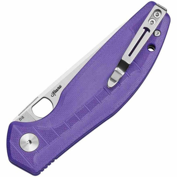 Couteau Bestechman Angry Owl Purple Lame Acier D2 Satin Manche G10 IKBS Button Lock BTKMK12E1 - Livraison Gratuite