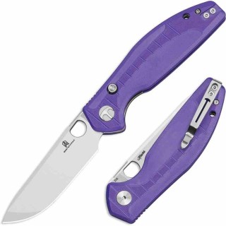 Couteau Bestechman Angry Owl Purple Lame Acier D2 Satin Manche G10 IKBS Button Lock BTKMK12E1 - Livraison Gratuite