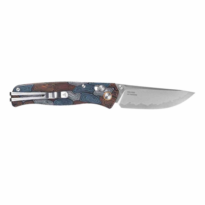 Couteau SRM Medal Damascus G10 Lame Acier Laminé 140Cr Axis Lock Ambi Clip SRM255LGQ2 - Livraison Gratuite