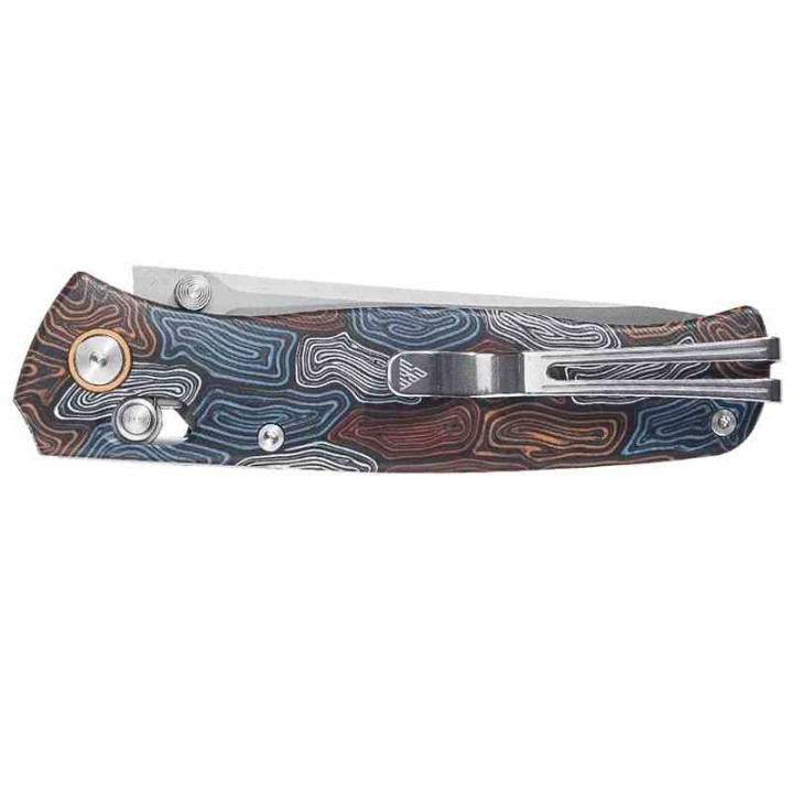 Couteau SRM Medal Damascus G10 Lame Acier Laminé 140Cr Axis Lock Ambi Clip SRM255LGQ2 - Livraison Gratuite