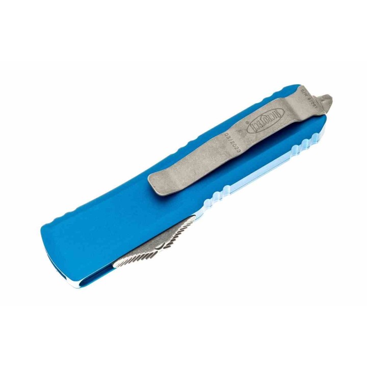 Couteau Automatique OTF Microtech UTX-85 Lame Acier Premium Apocalyptic Manche Bleu USA MCT23110APBL - Livraison Gratuite