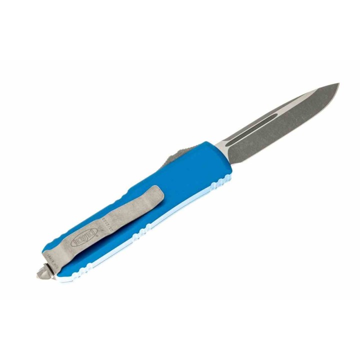 Couteau Automatique OTF Microtech UTX-85 Lame Acier Premium Apocalyptic Manche Bleu USA MCT23110APBL - Livraison Gratuite