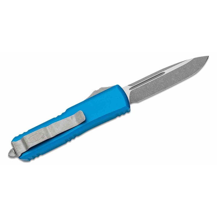 Couteau Automatique OTF Microtech UTX-85 Lame Acier Premium Apocalyptic Manche Bleu USA MCT23110APBL - Livraison Gratuite