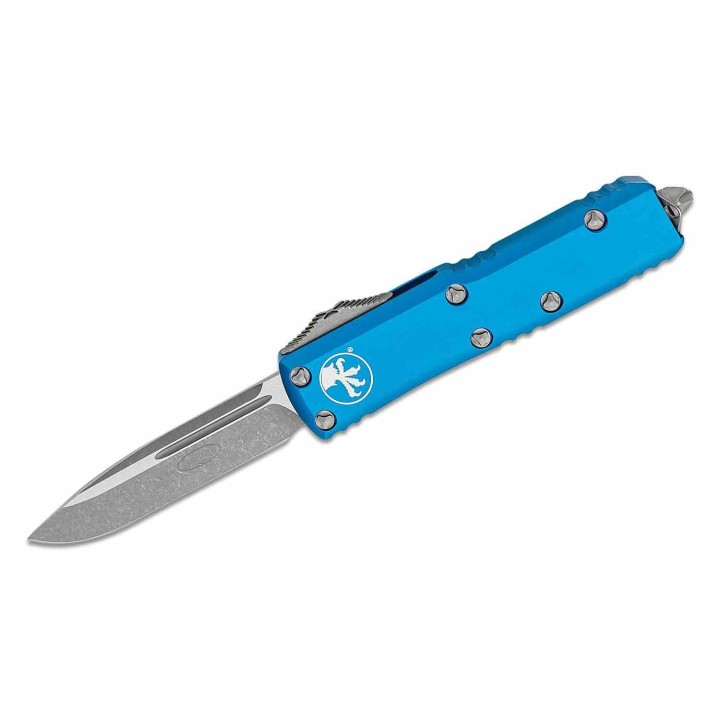 Couteau Automatique OTF Microtech UTX-85 Lame Acier Premium Apocalyptic Manche Bleu USA MCT23110APBL - Livraison Gratuite