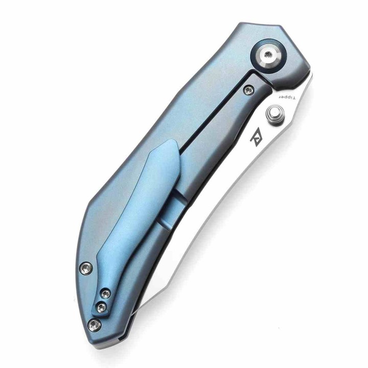 Couteau Kansept Tipper Lame Cleaver Acier CPM S35VN Satin Manche Titane Bleu Frame Lock K1079A1 - Livraison Gratuite
