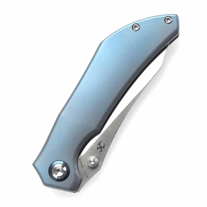 Couteau Kansept Tipper Lame Cleaver Acier CPM S35VN Satin Manche Titane Bleu Frame Lock K1079A1 - Livraison Gratuite