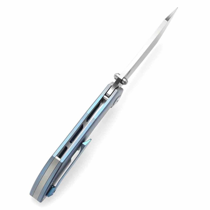 Couteau Kansept Tipper Lame Cleaver Acier CPM S35VN Satin Manche Titane Bleu Frame Lock K1079A1 - Livraison Gratuite