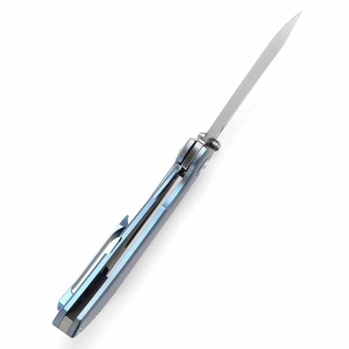Couteau Kansept Tipper Lame Cleaver Acier CPM S35VN Satin Manche Titane Bleu Frame Lock K1079A1 - Livraison Gratuite
