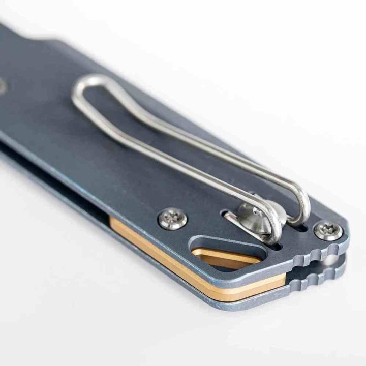 Couteau Vosteed Parallel Crossbar Lock Lame Reverse Tanto S35VN Manche Titane Bleu KIVT VOSA3504 - Livraison Gratuite