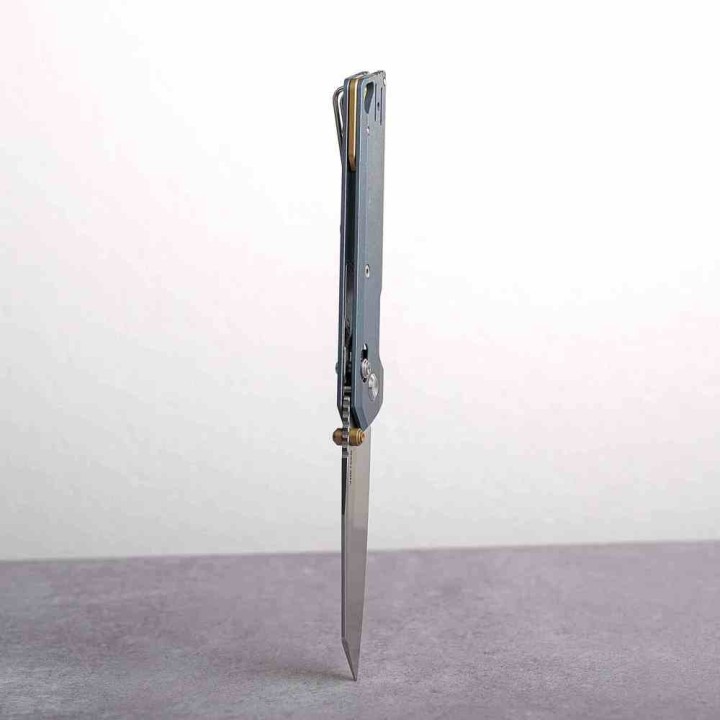 Couteau Vosteed Parallel Crossbar Lock Lame Reverse Tanto S35VN Manche Titane Bleu KIVT VOSA3504 - Livraison Gratuite