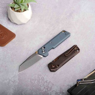 Couteau Vosteed Parallel Crossbar Lock Lame Reverse Tanto S35VN Manche Titane Bleu KIVT VOSA3504 - Livraison Gratuite