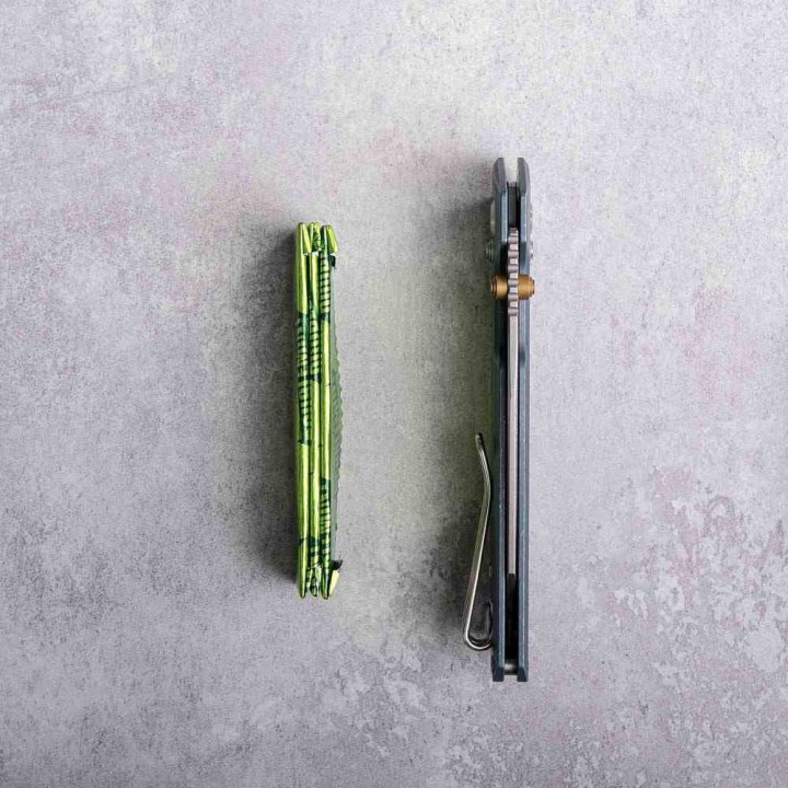 Couteau Vosteed Parallel Crossbar Lock Lame Reverse Tanto S35VN Manche Titane Bleu KIVT VOSA3504 - Livraison Gratuite