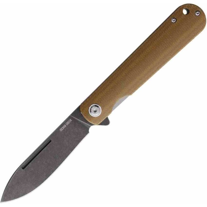Couteau Ontario Ischua Creek Manche G-10 Marron Lame Stonewash Liner Lock ON9001 - Livraison Gratuite