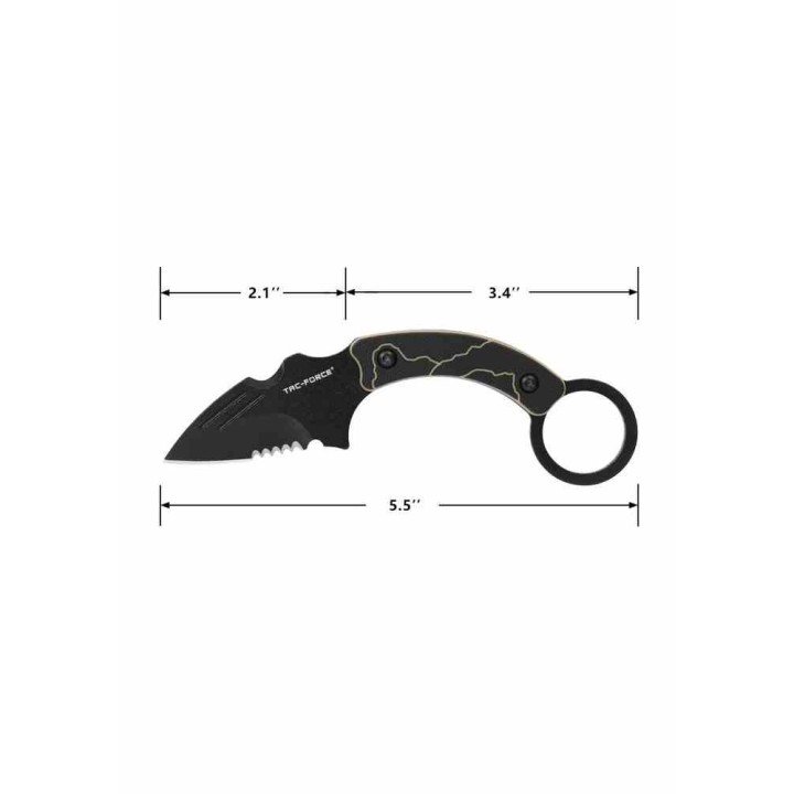 Couteau Karambit Tac-Force Lame Acier 3Cr13MoV Manche G-10 Vert Etui Nylon TFFIX111GN - Livraison Gratuite