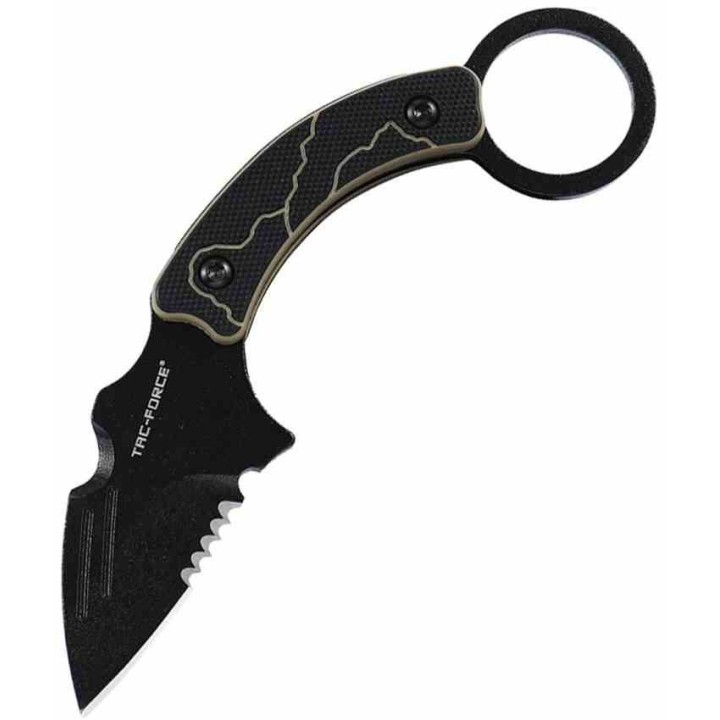Couteau Karambit Tac-Force Lame Acier 3Cr13MoV Manche G-10 Vert Etui Nylon TFFIX111GN - Livraison Gratuite